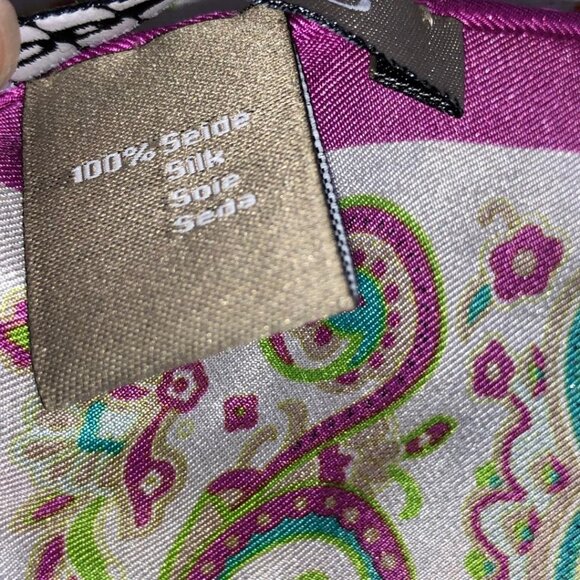 Codello Pink Paisley 100% Silk Scarf | Vibrant Boho Floral 21"x21" - Picture 8 of 12